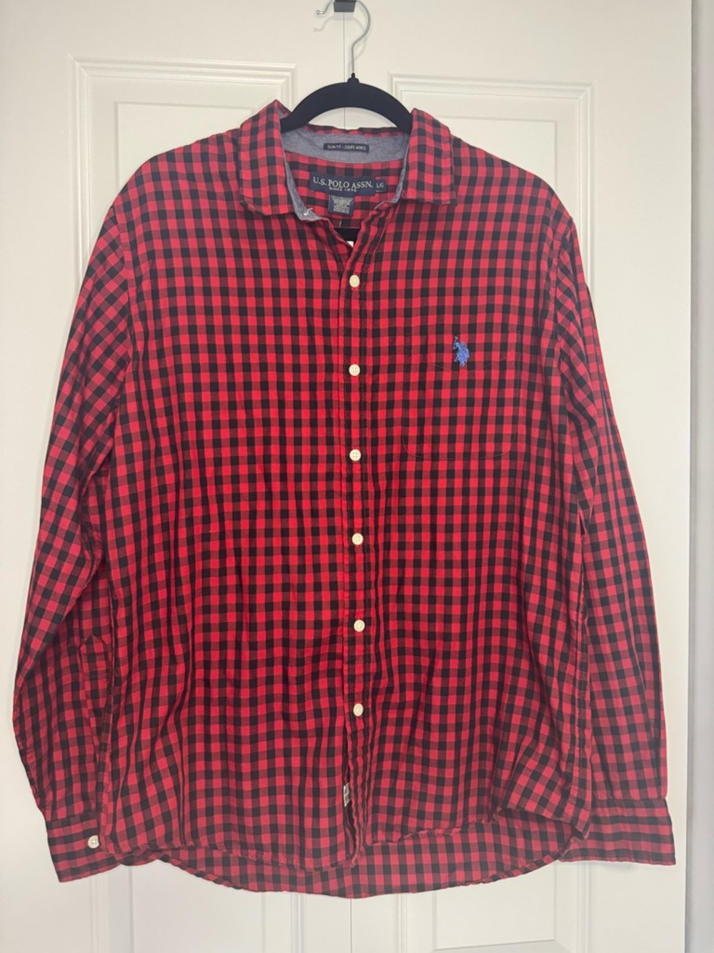U.S. Polo Assn. Men's Red and Black Check Button-Down Shirt